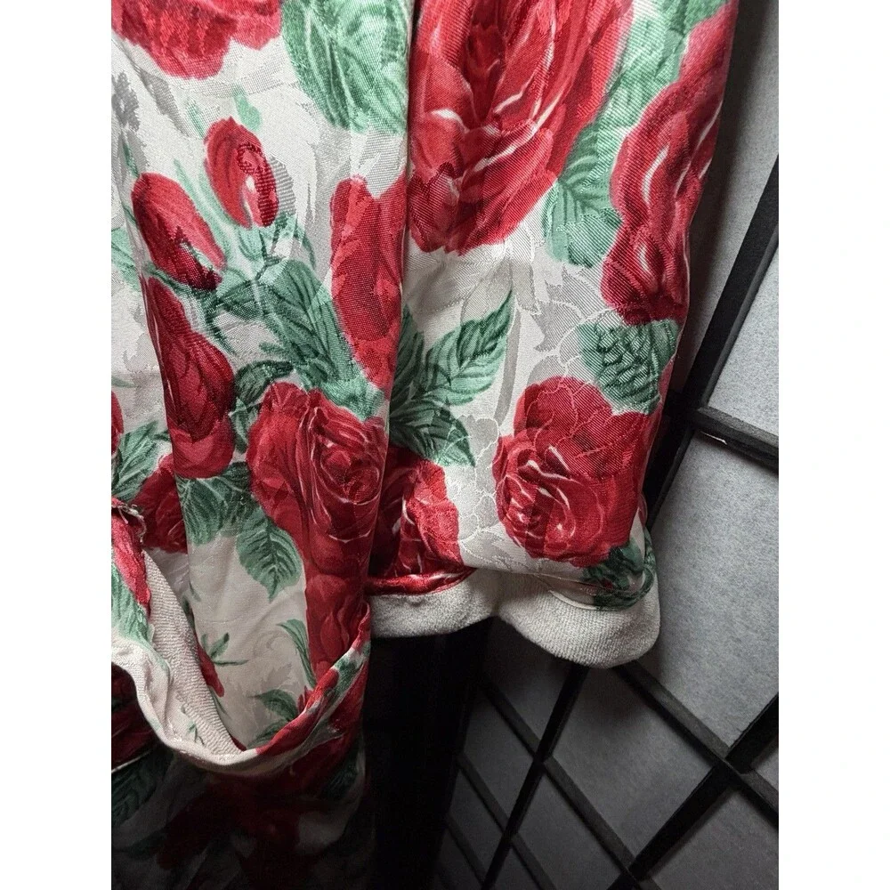 Vintage Victorias Secret Floral Satin‎ Robe Gold Label Red Roses Maxi Size M/L
